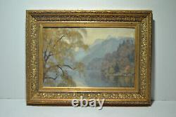 Ancient Painting Landscape Countryside Mountain Edge Lake River