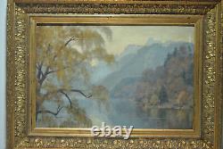 Ancient Painting Landscape Countryside Mountain Edge Lake River