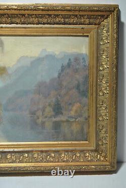 Ancient Painting Landscape Countryside Mountain Edge Lake River