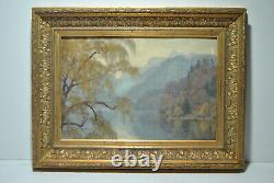 Ancient Painting Landscape Countryside Mountain Edge Lake River