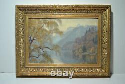 Ancient Painting Landscape Countryside Mountain Edge Lake River