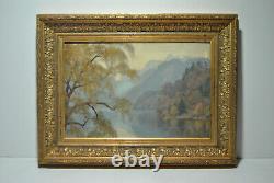 Ancient Painting Landscape Countryside Mountain Edge Lake River