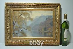 Ancient Painting Landscape Countryside Mountain Edge Lake River