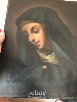 Ancient Painting Madonna Oil On Canvas Ancient Rare Painting