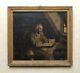 Ancient Painting, Man At Reading, Oil On Canvas In Grisaille, 19th Or Before