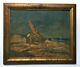 Ancient Painting, Marine, Boat, Oil On Panel, Frame, Painting, 20th
