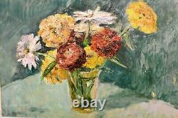 Ancient Painting Nature Dead To Flowers French School Beginning Xxth