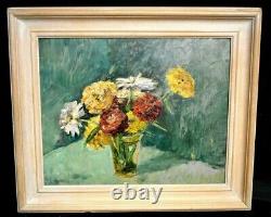 Ancient Painting Nature Dead To Flowers French School Beginning Xxth