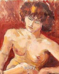 Ancient Painting. Nude Woman. Oil on Canvas