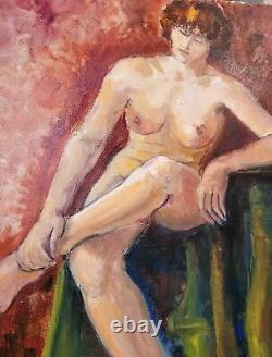 Ancient Painting. Nude Woman. Oil on Canvas