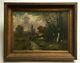 Ancient Painting, Oil On Canvas, Animated Landscape, Frame, Late 19th Century