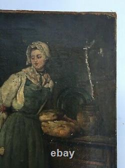 Ancient Painting, Oil On Canvas, Cook, 19th Century