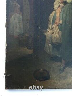 Ancient Painting, Oil On Canvas, Cook, 19th Century