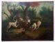 Ancient Painting, Oil On Canvas, Hunting Scene, Cerf, Dogs, 19th Or Before