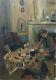 Ancient Painting, Oil On Canvas, Interior Scene, Painting, Early 20th Century