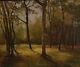 Ancient Painting Oil On Canvas, Landscape, Underwood, Signed Trees