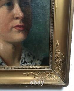 Ancient Painting, Oil On Canvas, Portrait Of A Woman, Framed, Late 19th Century