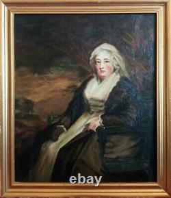 Ancient Painting Oil On Canvas Portrait Woman 19th Century