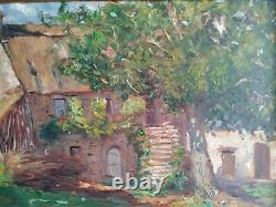 Ancient Painting Oil On Canvas Signed