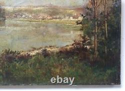 Ancient Painting, Oil On Canvas Signed And Dated 99, Bordes De L'oise, Late 19th Century