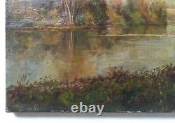 Ancient Painting, Oil On Canvas Signed And Dated 99, Bordes De L'oise, Late 19th Century