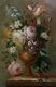 Ancient Painting, Oil On Canvas To Restore, Still Life, Flowers, Bouquet, 19th Century