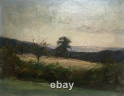 Ancient Painting, Oil On Cardboard, Bocage Landscape, Countryside, Early 20th Century