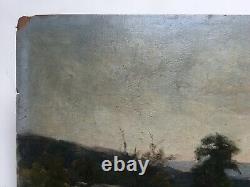 Ancient Painting, Oil On Cardboard, Bocage Landscape, Countryside, Early 20th Century