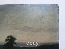 Ancient Painting, Oil On Cardboard, Bocage Landscape, Countryside, Early 20th Century