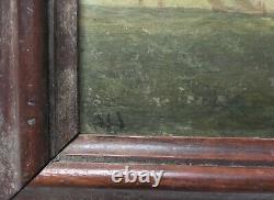 Ancient Painting, Oil On Panel, Monogram, Marine, Frame, Painting, 19th