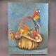 Ancient Painting - Oil On Still Life Panel With Parrots 65 X 50 Signed