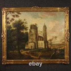 Ancient Painting Oil Painting On Canvas Landscape With 700 18th Century Frame