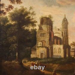 Ancient Painting Oil Painting On Canvas Landscape With 700 18th Century Frame