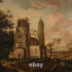 Ancient Painting Oil Painting On Canvas Landscape With 700 18th Century Frame