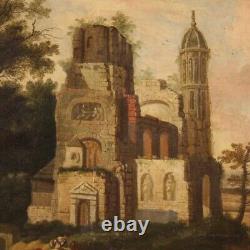 Ancient Painting Oil Painting On Canvas Landscape With 700 18th Century Frame