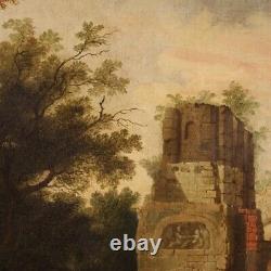 Ancient Painting Oil Painting On Canvas Landscape With 700 18th Century Frame