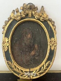 Ancient Painting/Oil on Bronze/17th Century/Bearded Man/23x17cm