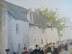 Ancient Painting Oil on Canvas, Breton Wedding in the 19th Century