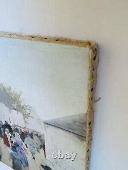 Ancient Painting Oil on Canvas, Breton Wedding in the 19th Century