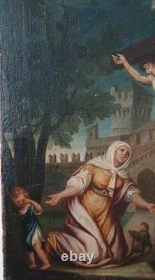 Ancient Painting Oil on Canvas Crucifixion Italian School 18th Century