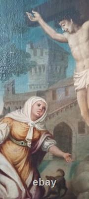 Ancient Painting Oil on Canvas Crucifixion Italian School 18th Century