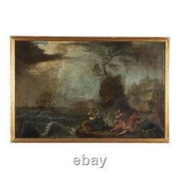 Ancient Painting Oil on Canvas School of France 18th Century Original