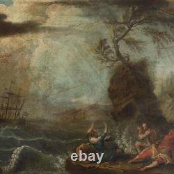 Ancient Painting Oil on Canvas School of France 18th Century Original