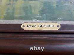 Ancient Painting Painting Oil On Wood Sign Rene Schmid Indre Chateauroux