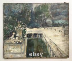 Ancient Painting, Park View, Oil On Canvas, Painting, Late 19th Century