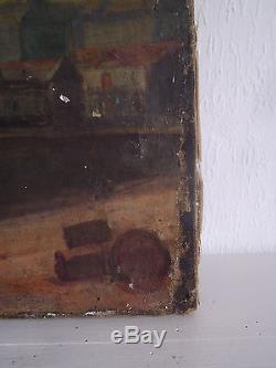 Ancient Painting Port Bordeaux 19th Oil On Canvas / Old French Painting