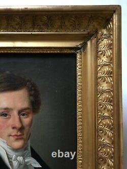 Ancient Painting, Portrait Of Man, Oil On Canvas, Frame Of Period, Early 19th Century