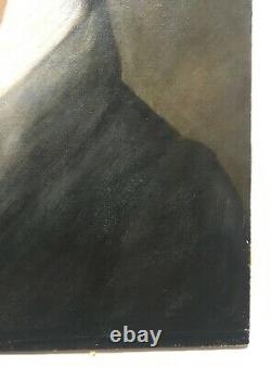 Ancient Painting, Portrait Of Man, Oil On Cardboard 20th Century In The Style Of The 19th Century