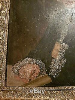 Ancient Painting Portrait Oil On Wood Style XVIII + Beautiful Gold Frame