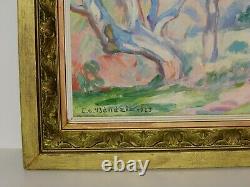 Ancient Painting Rare 1923 Emmanuel Charles Benezit Oil On Canvas Oliviers Be